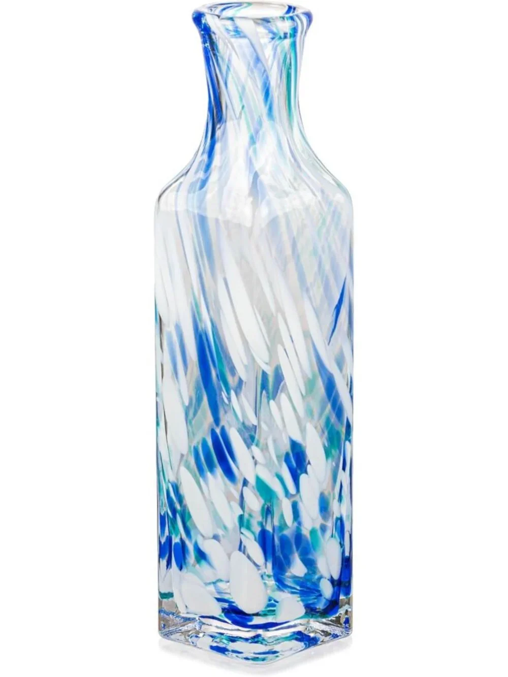 10-Inch Blue & White Swirl Art Glass Vase for Home, Office, Wedding Decor